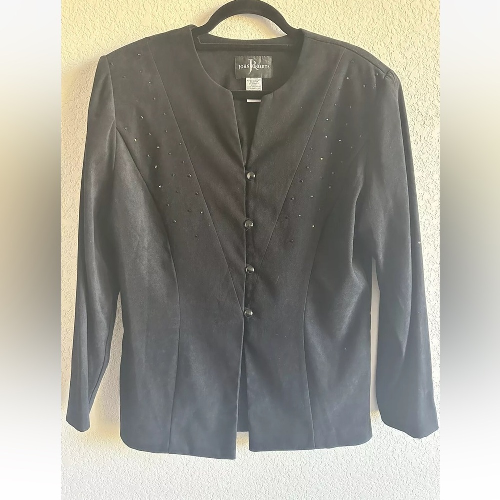 Beautiful Vintage John Roberts Faux Suede Black Jacket, Perfect Condition ,Sz 12